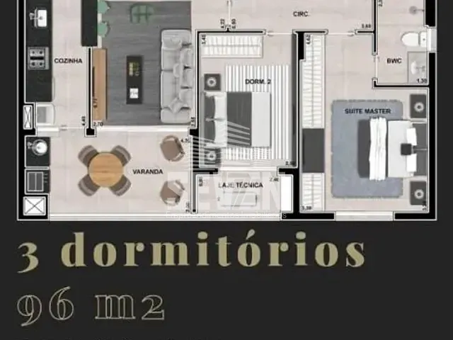 Apartamento com 96m² 3 quartos e 2 banheiros, à venda, no bairro Jardim Estoril IV em Bauru
