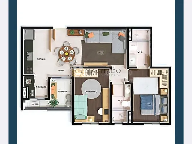 Apartamento 2 quartos e 2 banheiros, à venda, no bairro Jardim do Lago em Jundiaí