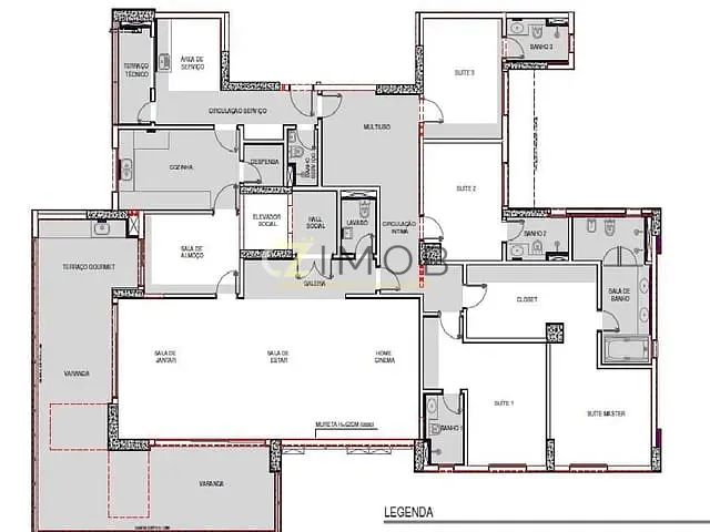 Apartamento com 348m² 4 quartos e 6 banheiros, à venda, no bairro Residencial Morro do Ipê em Ribeirão Preto