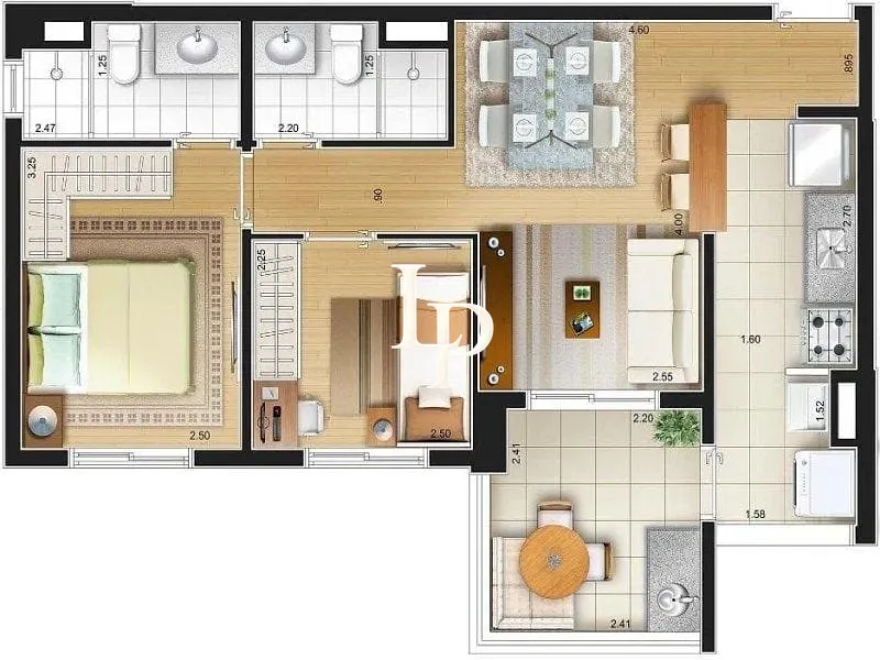 Apartamento, 2 quartos, 57 m² - Foto 2