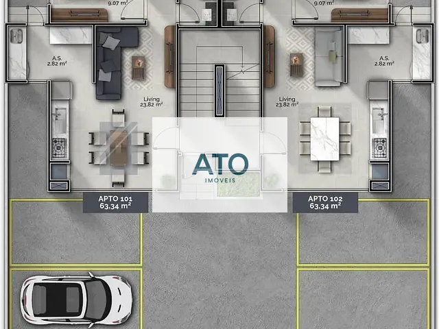 Apartamento 2 quartos e 1 banheiro, à venda, no bairro Areias em Tijucas