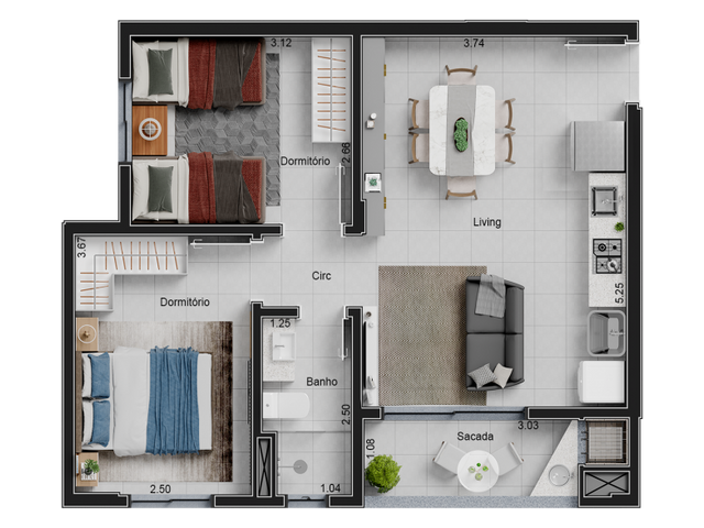 Apartamento 2 quartos e 1 banheiro, à venda, no bairro São Vicente em Itajaí