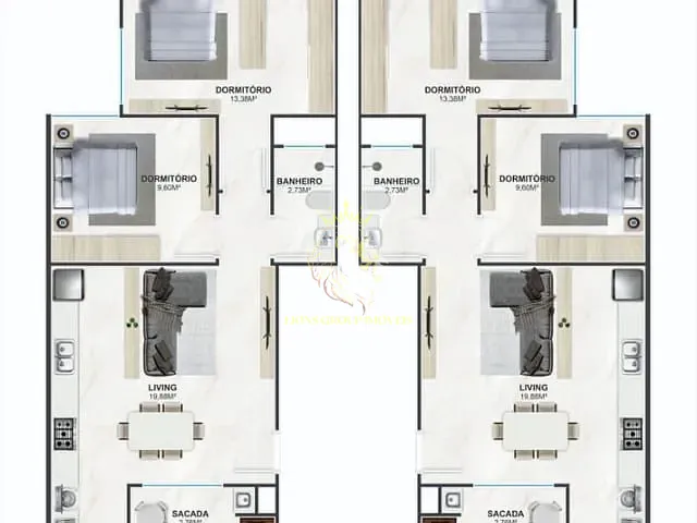 Apartamento 2 quartos e 1 banheiro, à venda, no bairro Rio Pequeno em Camboriú
