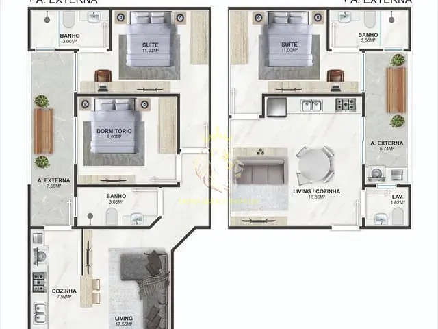 Apartamento 2 quartos e 2 banheiros, à venda, no bairro Rio Pequeno em Camboriú
