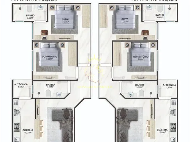 Apartamento 2 quartos e 2 banheiros, à venda, no bairro Rio Pequeno em Camboriú