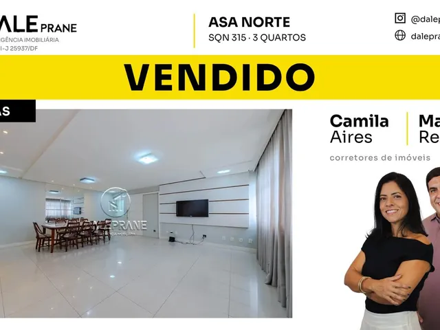 Apartamento 3 quartos e 3 banheiros, à venda, no bairro Asa Norte em Brasília