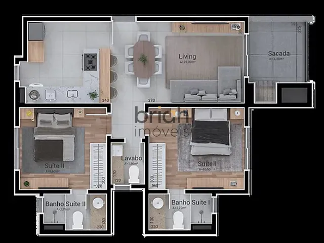 Apartamento 2 quartos e 3 banheiros, à venda, no bairro São José em São Leopoldo