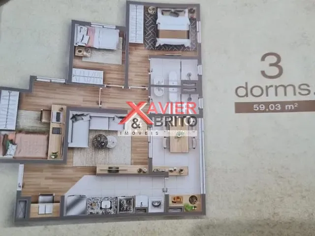 Apartamento 3 quartos e 2 banheiros, à venda, no bairro 2 em São Paulo