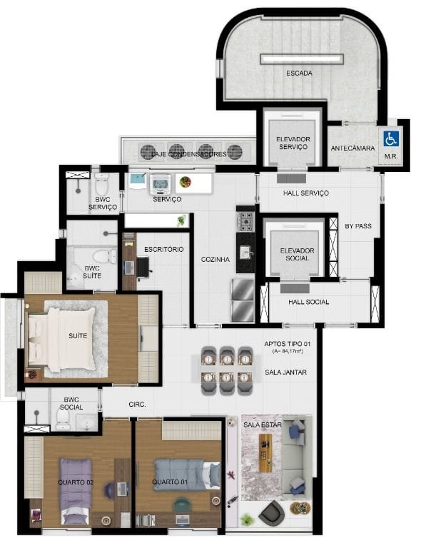Apartamento, 3 quartos, 84 m² - Foto 3