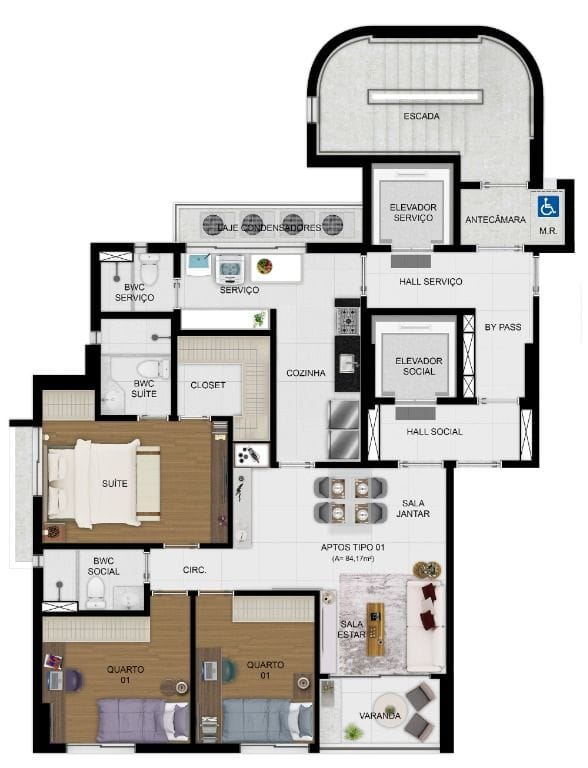 Apartamento, 3 quartos, 84 m² - Foto 2