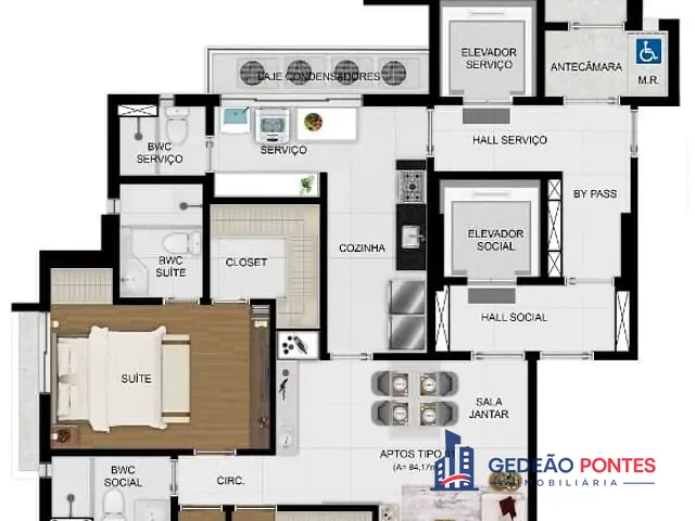 Apartamento com 84m² 3 quartos e 3 banheiros, à venda, no bairro Rosarinho em Recife