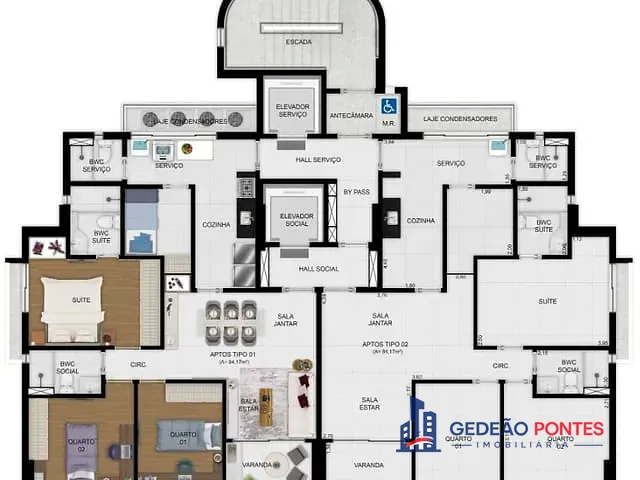 Apartamento com 84m² 3 quartos e 3 banheiros, à venda, no bairro Rosarinho em Recife