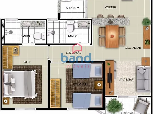 Apartamento com 63m² 2 quartos e 1 banheiro, à venda, no bairro Centro em Porto Feliz