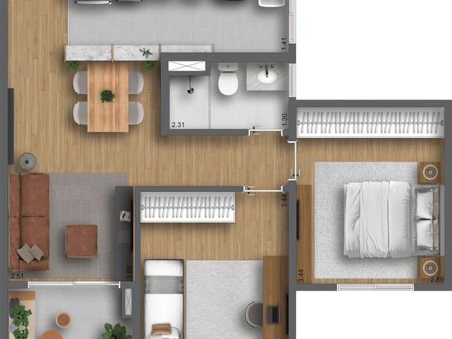 Apartamento 2 quartos e 1 banheiro, à venda, no bairro Jardim São Pedro em Mogi das Cruzes