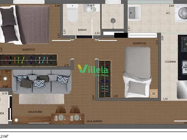 Apartamento 2 quartos e 1 banheiro, à venda, no bairro Cidade Líder em São Paulo