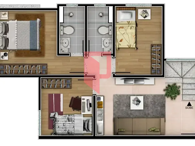 Apartamento com 52m² 2 quartos e 2 banheiros, à venda, no bairro Santa Rosa em Belo Horizonte
