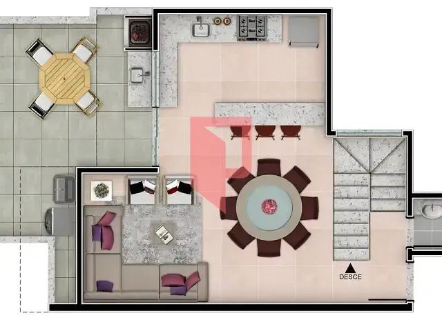 Apartamento com 52m² 2 quartos e 2 banheiros, à venda, no bairro Santa Rosa em Belo Horizonte