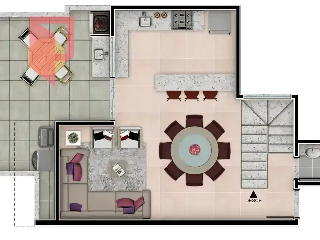 Apartamento com 52m² 2 quartos e 2 banheiros, à venda, no bairro Santa Rosa em Belo Horizonte