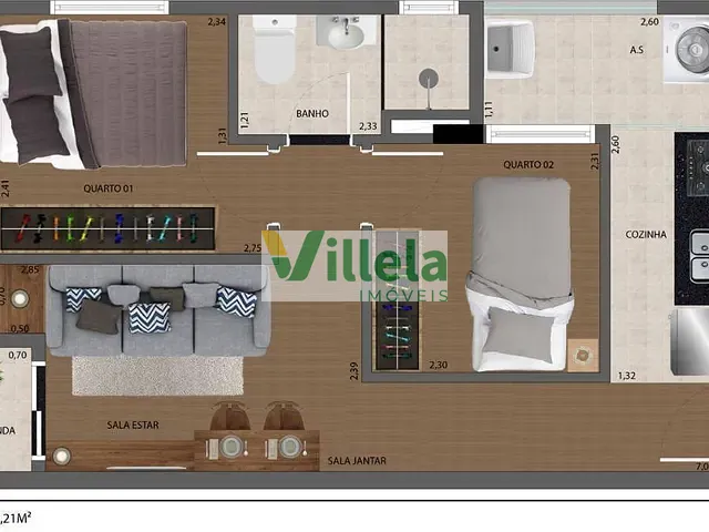 Studio 2 quartos e 1 banheiro, à venda, no bairro Cidade Líder em São Paulo