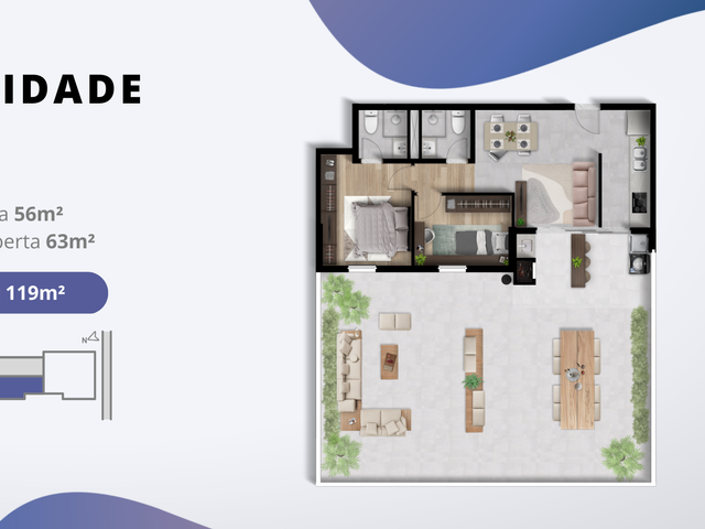 Apartamento com 80m² 2 quartos e 2 banheiros, à venda, no bairro Carioca em São José dos Pinhais
