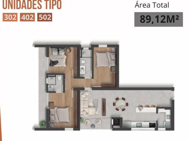 Apartamento 3 quartos e 2 banheiros, à venda, no bairro São Pedro em São José dos Pinhais