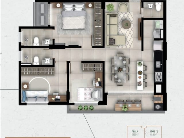 Apartamento 3 quartos e 2 banheiros, à venda, no bairro Plano Diretor Sul em Palmas