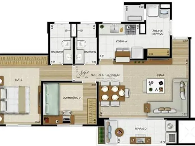 Apartamento 2 quartos e 2 banheiros, à venda, no bairro Gleba Fazenda Palhano em Londrina