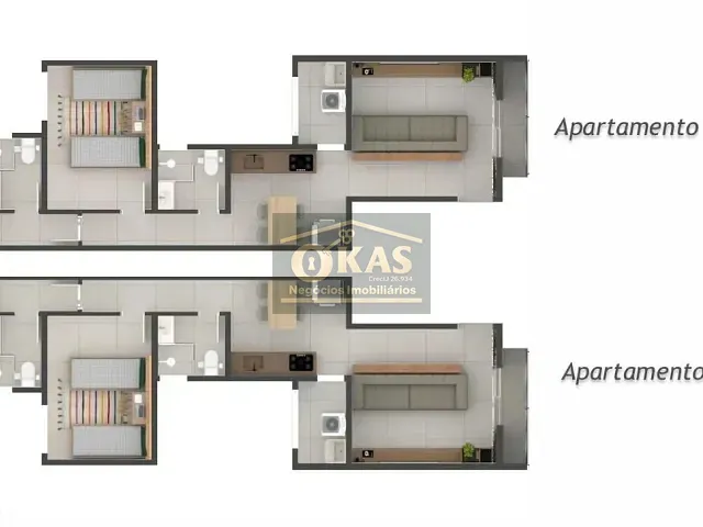 Apartamento 2 quartos e 2 banheiros, à venda, no bairro Jardim das Flores em Suzano