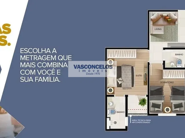 Apartamento 2 quartos e 2 banheiros, à venda, no bairro Jardim Oswaldo Cruz em São José dos Campos
