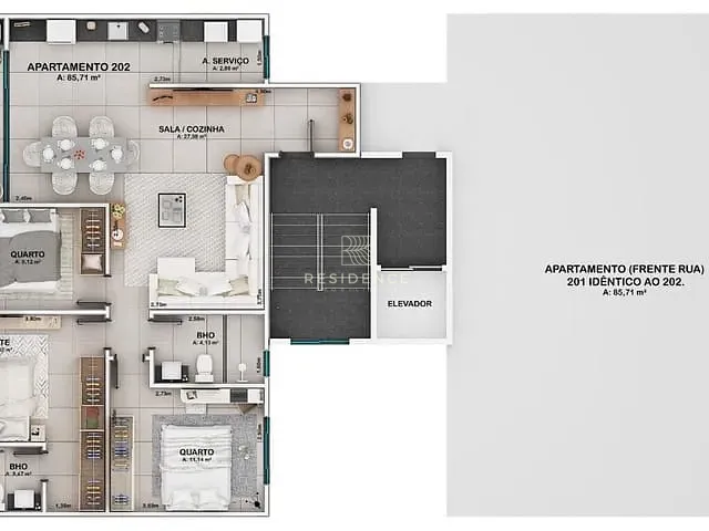 Apartamento 3 quartos e 2 banheiros, à venda, no bairro Jardim Belvedere em Volta Redonda