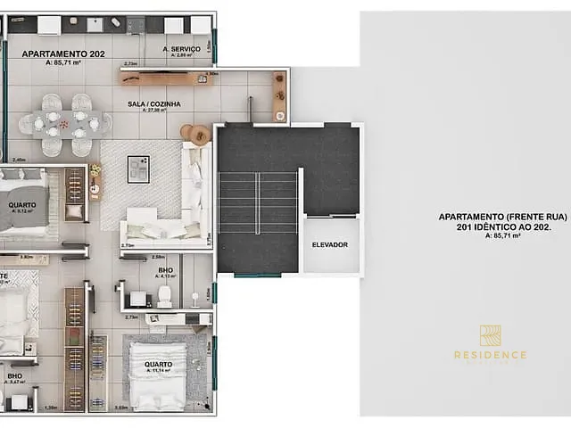 Apartamento 3 quartos e 2 banheiros, à venda, no bairro Jardim Belvedere em Volta Redonda