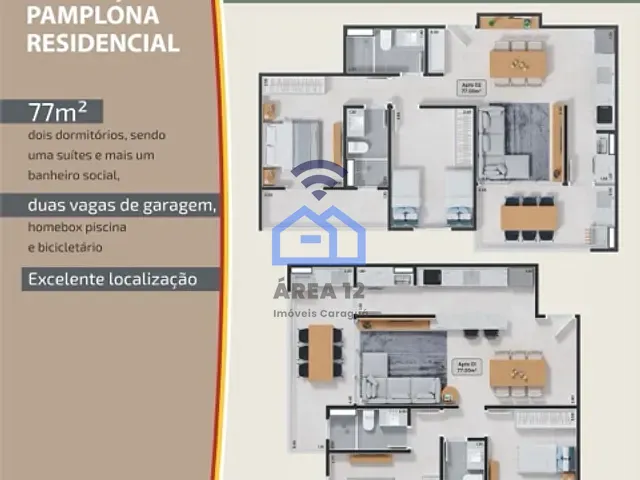 Apartamento com 77m² 2 quartos e 2 banheiros, à venda, no bairro Prainha em Caraguatatuba