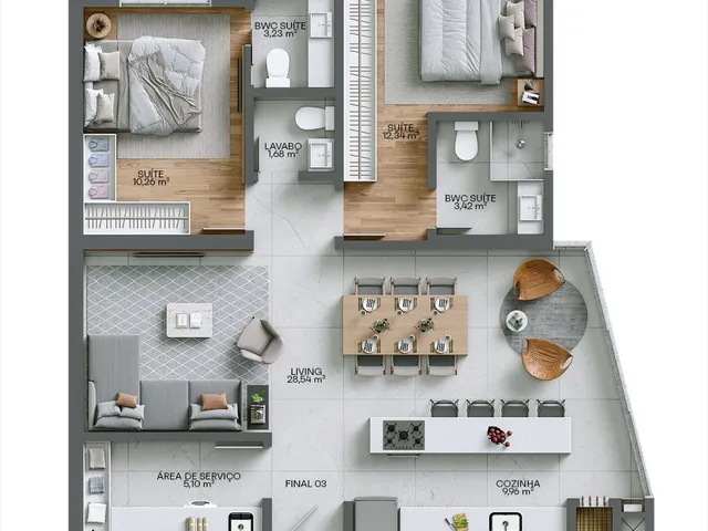 Apartamento 3 quartos e 3 banheiros, à venda, no bairro Fazenda em Itajaí