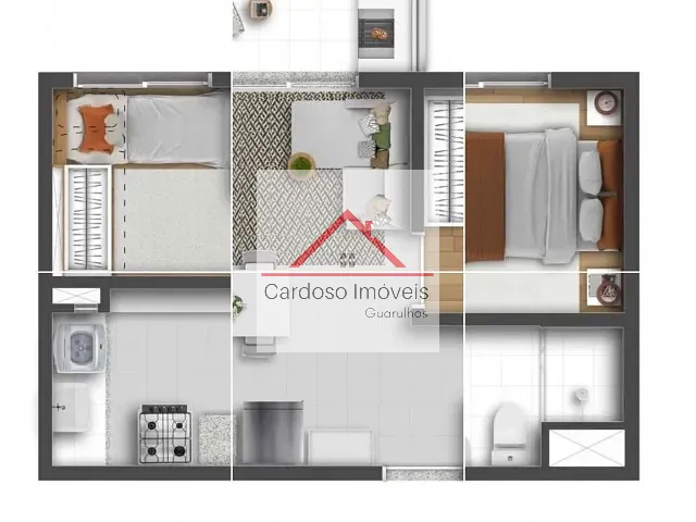 Apartamento com 38m² 2 quartos e 1 banheiro, à venda, no bairro Picanço em Guarulhos