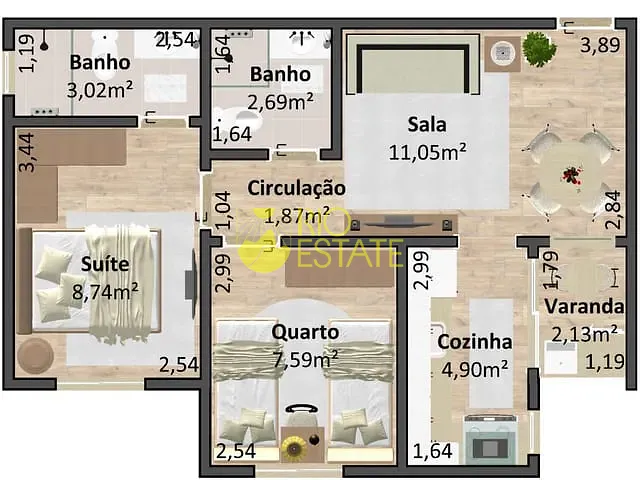 Apartamento com 81m² 2 quartos e 2 banheiros, à venda, no bairro Belmonte em Volta Redonda