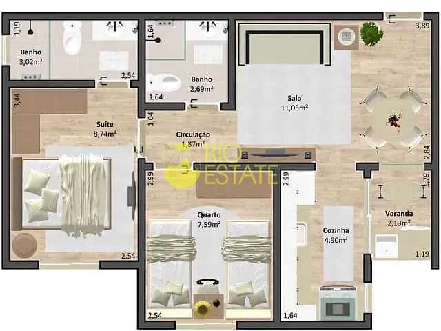 Apartamento com 81m² 2 quartos e 2 banheiros, à venda, no bairro Belmonte em Volta Redonda