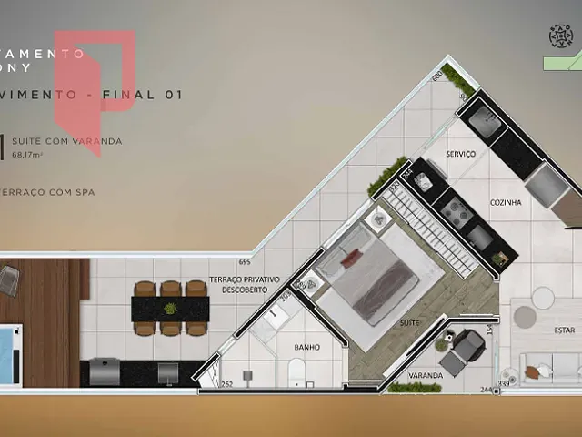 Apartamento 1 quarto e 1 banheiro, à venda, no bairro Santo Agostinho em Belo Horizonte
