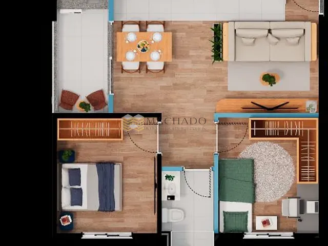 Apartamento 2 quartos e 1 banheiro, à venda, no bairro Jardim Carolina em Jundiaí