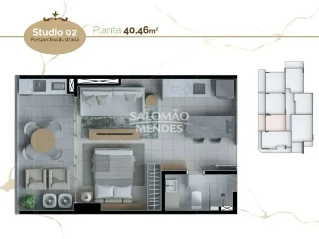 Apartamento com 50m² 1 quarto e 1 banheiro, à venda, no bairro Cremação em Belém