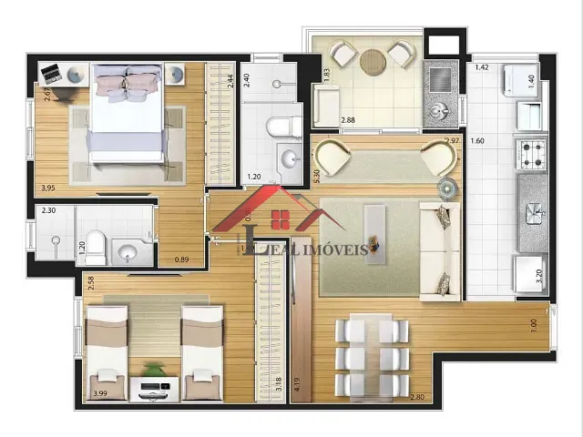 Apartamento 2 quartos e 2 banheiros, à venda, no bairro Fundação em São Caetano do Sul