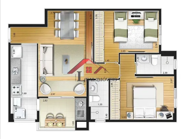 Apartamento 2 quartos e 2 banheiros, à venda, no bairro Fundação em São Caetano do Sul