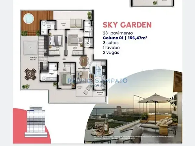 Apartamento com 93m² 3 quartos e 2 banheiros, à venda, no bairro Praia de Itaparica em Vila Velha