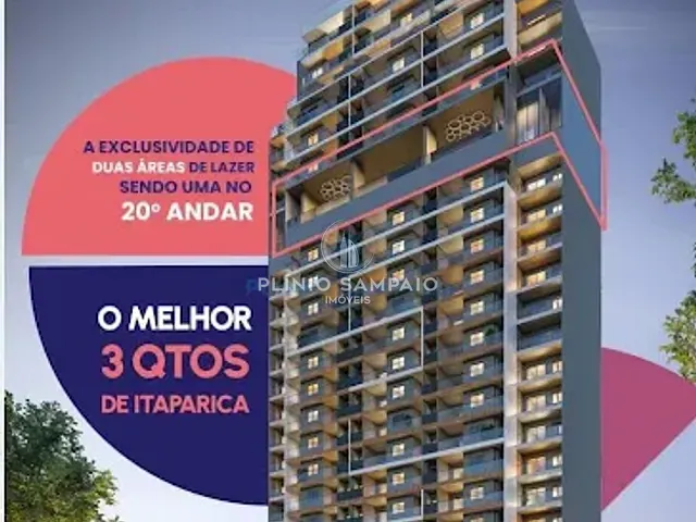 Apartamento com 93m² 3 quartos e 2 banheiros, à venda, no bairro Praia de Itaparica em Vila Velha