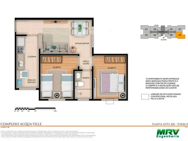 Apartamento com 60m² 2 quartos e 1 banheiro, à venda, no bairro Cidade Industrial 2 em Londrina
