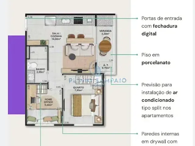 Apartamento com 40m² 1 quarto e 1 banheiro, à venda, no bairro Jardim Camburi em Vitória