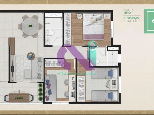 Apartamento 3 quartos e 2 banheiros, à venda, no bairro Jardim das Flores em Osasco