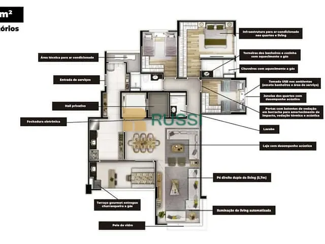 Apartamento 3 quartos e 2 banheiros, à venda, no bairro Condomínio Centro Empresarial Taquari em São José dos Campos