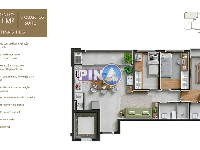 Apartamento com 71m² 3 quartos e 2 banheiros, à venda, no bairro Setor Oeste em Goiânia