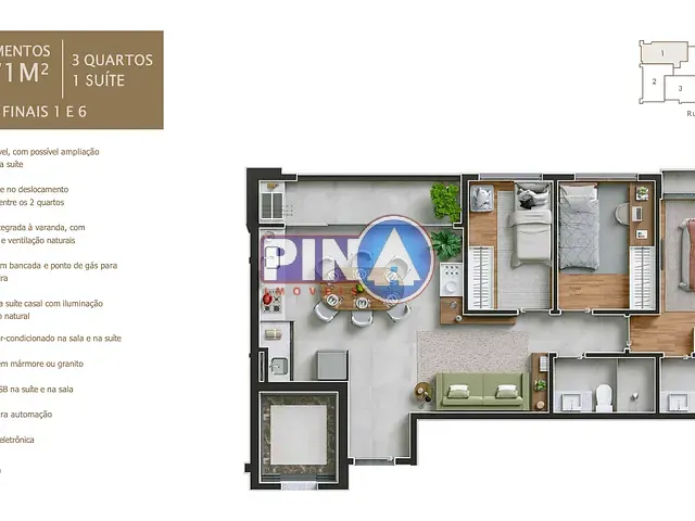 Apartamento com 71m² 3 quartos e 2 banheiros, à venda, no bairro Setor Oeste em Goiânia