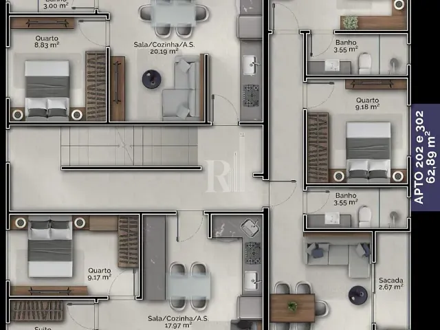 Apartamento 2 quartos e 2 banheiros, à venda, no bairro Areias em Tijucas